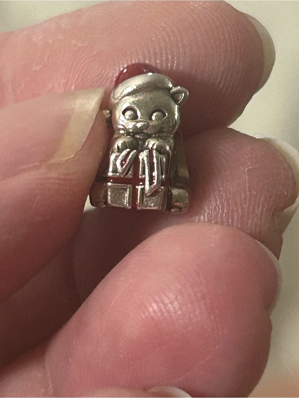 Pandora  Christmas Present Red Enamel Retired Charm